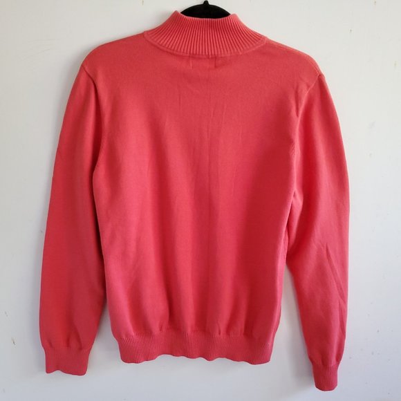 Foxcroft Supima Cotton Half Zip Sweater 2X Coral Orange Mock Neck Pullover Soft - Picture 3 of 12